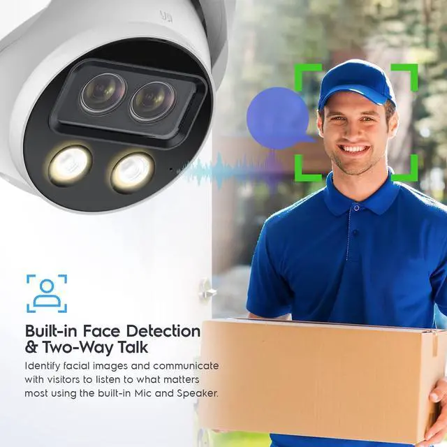 Alt view image 6 of 7 - Amcrest Dual-Lens 4MP AI Outdoor Security Turret IP POE Camera @30fps, 0.0002lux@F1.0, 164ft Color Night Vision, Active Deterrents, People Counting, Two-Way Audio, Siren, IP4M-T1044EW-AI