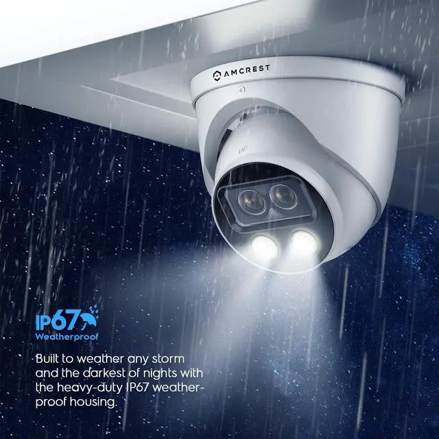 Alt view image 7 of 7 - Amcrest Dual-Lens 4MP AI Outdoor Security Turret IP POE Camera @30fps, 0.0002lux@F1.0, 164ft Color Night Vision, Active Deterrents, People Counting, Two-Way Audio, Siren, IP4M-T1044EW-AI