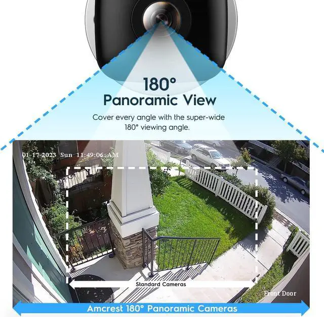 Alt view image 3 of 7 - Amcrest Panoramic IP POE Camera, 180° Panoramic 4-Megapixel POE IP Bullet Camera, Security Outdoor Camera, 65ft Nightvision, IVS Features and People Counting, MicroSD Recording, IP4M-PB181EW-AI White