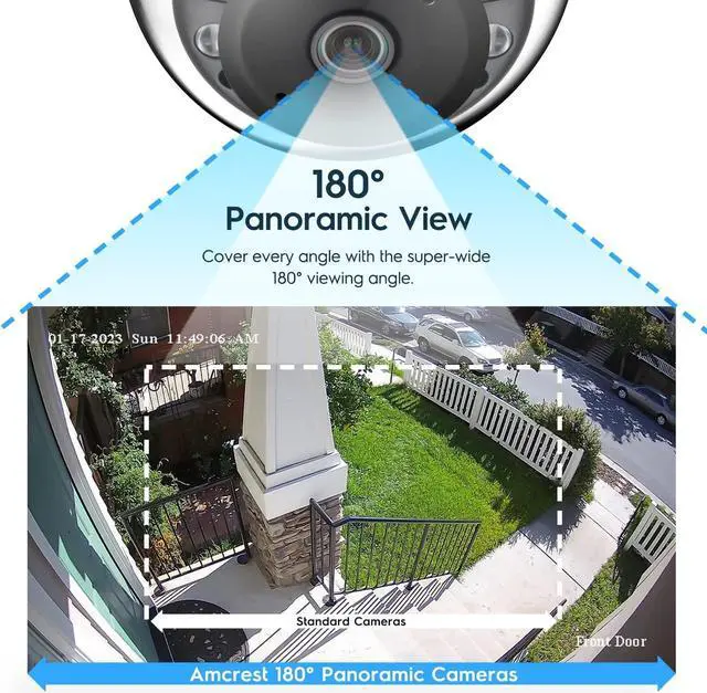 Alt view image 4 of 8 - amcrest panoramic ip poe camera, 180 panoramic 4-megapixel poe ip dome camera, security outdoor camera, 50ft nightvision, ivs features and people counting, microsd recording, ip4m-pd183ew-ai white