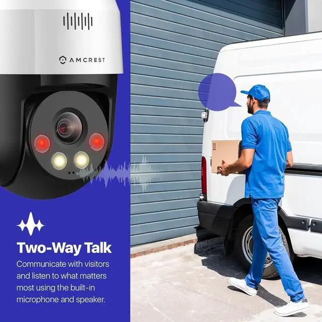Alt view image 6 of 7 - Amcrest 5MP UltraHD Mini AI Outdoor IP PoE Camera, Security IP Camera with Two-Way Audio, 98ft Full Color Night Vision, Active Deterrents, 5-Megapixel, Wide 104.8° FOV, IP5M-1190EW (White)