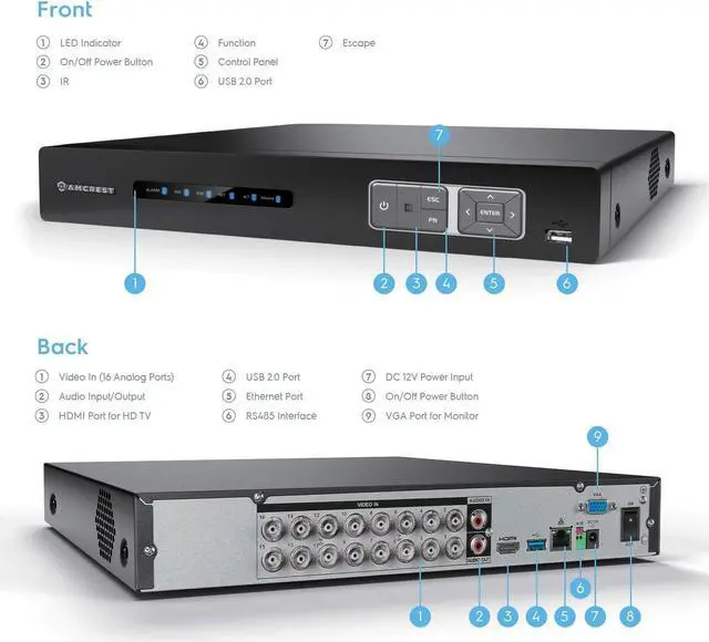 Alt view image 5 of 6 - Amcrest 4K UltraHD 16 Channel AI DVR Security Camera System Recorder, 8MP Security DVR for Analog Security Cameras & Amcrest IP Cameras, AI Smart DVR, HDD & Cameras NOT Included (AMDV5116-I3)