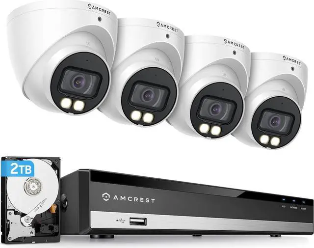 Main image of Amcrest 5-Megapixel 8 Channel Full Night Color DVR Security Camera System Recorder, (4) x 5-Megapixel Turret Analog Cameras, Pre-Installed 2TB Hard Drive, AMDV5M8-4TN-W-2TB