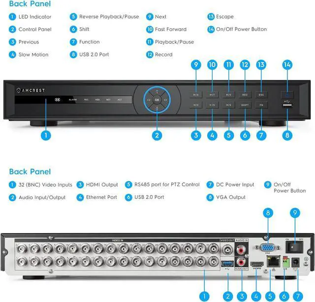 Alt view image 6 of 7 - Amcrest 5MP UltraHD 32 Channel DVR Security Camera System Recorder, 5MP Security DVR for Analog Security Cameras, Remote Smartphone Access, HDD & Cameras NOT Included (AMDV5M32)