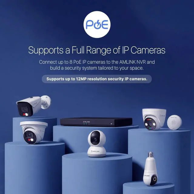 Alt view image 6 of 7 - AMLINK 12MP 8CH AI NVR (8-Port PoE), Smart NVR, Human Detection & Vehicle Detection - Supports 8 x 12MP IP Cameras, Supports 1 x 20TB HDD (Not Included) ALN-4108E