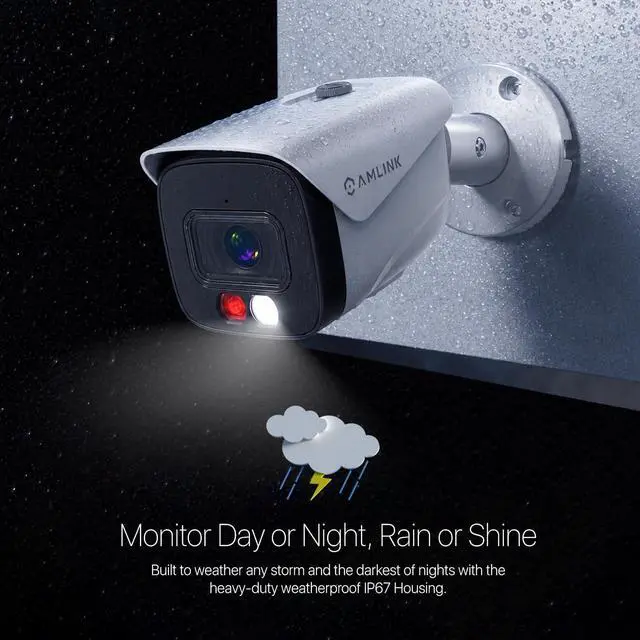 Alt view image 6 of 7 - AMLINK 4K/8MP Security AI IP PoE Camera, Night Color 100ft, Human/Vehicle Detection, NDAA Compliant, Indoor Outdoor Surveillance Bullet, 2-Way Audio, Support 256GB MicroSD, Deterrent, AL8M-B8199EW