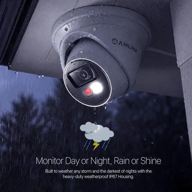 Alt view image 6 of 7 - AMLINK 4K/8MP Security AI IP PoE Camera, Night Color 100ft, Human/Vehicle Detection, NDAA Compliant, Indoor Outdoor Surveillance Turret, 2-Way Audio, Support 256GB MicroSD, Deterrent, AL8M-T8198EW