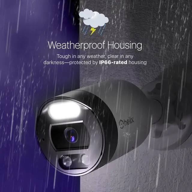 Alt view image 4 of 5 - Helix 5MP Outdoor IP Security PoE Camera, Human Detection, NDAA Compliant, IP Surveillance Bullet, 2-Way Audio, Support 256GB MicroSD, 98ft Night Color Vision, Deterrent, HLX-IP5M-B102EW-AI