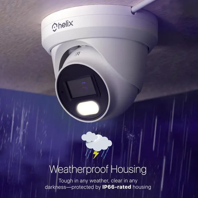 Alt view image 6 of 7 - Helix 5MP Security AI IP PoE Camera, 98ft Night Color, Human Detection, NDAA Compliant, Indoor Outdoor Surveillance Turret, Built in Mic, Support 256GB MicroSD, Deterrent, HLX-IP5M-T103EW-AI