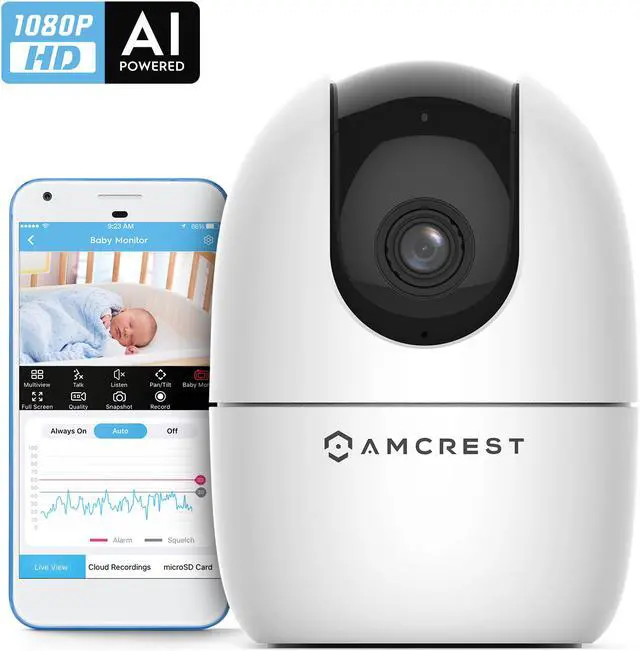 Main image of Amcrest 1080P WiFi Camera Indoor, Nanny Cam, Dog Camera, Sound & Baby Monitor, Human & Pet Detection, Motion-Tracking, w/ 2-Way Audio, Phone App, Pan/Tilt Wireless IP Camera, Night Vision, Smart Home