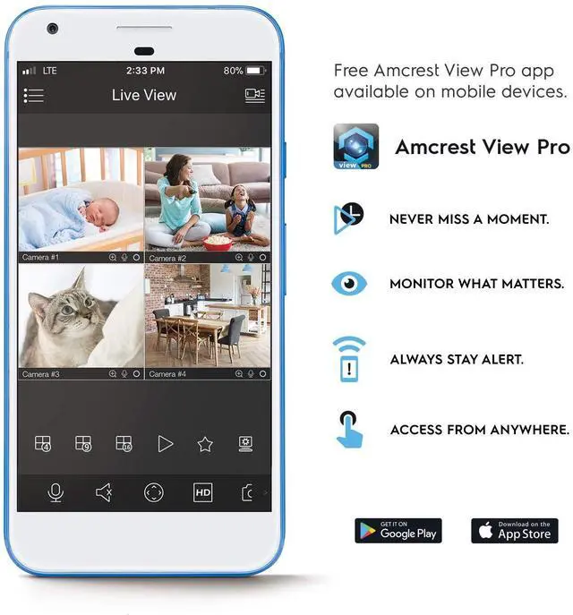 Alt view image 5 of 14 - Amcrest ProHD 1080P WiFi Camera 2MP (1920TVL) Indoor Pan/Tilt Security Wireless IP Camera IP2M-841B (Black)