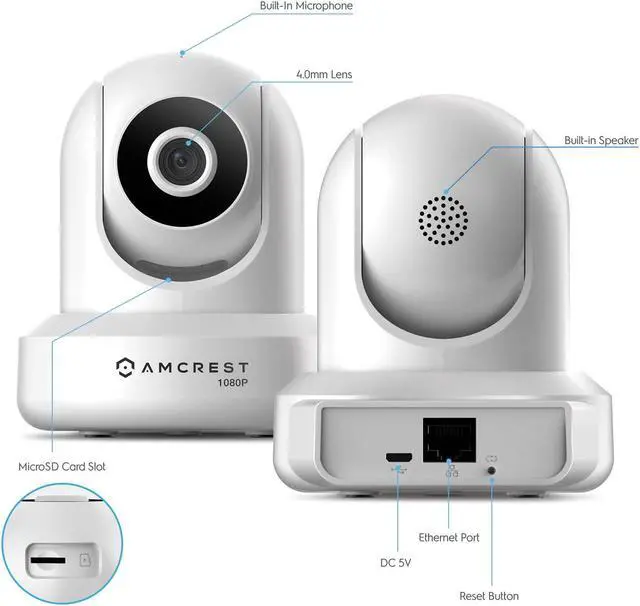 Alt view image 5 of 10 - Amcrest 2-Pack 1080p WiFi Camera Indoor, 2MP Pan/Tilt Home Security Camera, Auto-Tracking, Motion & Audio Detection, Enhanced Browser Compatibility, H.265, Two-Way Talk 2PACK-IP2M-841W-V3 (White)
