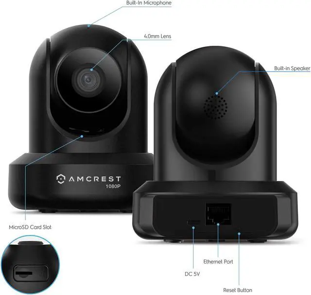 Alt view image 5 of 7 - Amcrest 2-Pack 1080p WiFi Camera Indoor, 2MP Pan/Tilt Home Security Camera, Auto-Tracking, Motion & Audio Detection, Enhanced Browser Compatibility, H.265, Two-Way Talk 2PACK-IP2M-841B-V3 (Black)