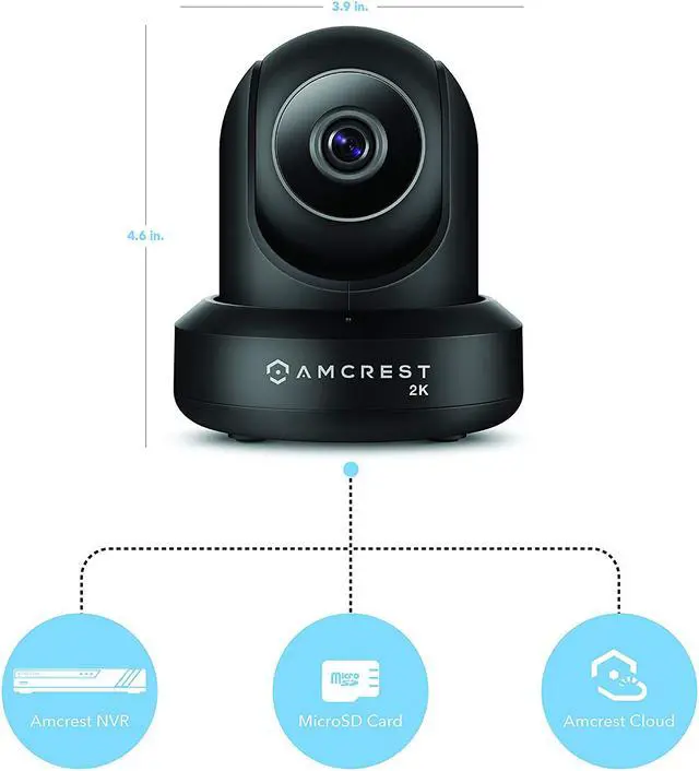 Alt view image 4 of 8 - Amcrest UltraHD 2K (3MP/2304TVL) WiFi Video Security IP Camera with Pan/Tilt, Dual Band 5ghz/2.4ghz, Two-Way Audio, 3-Megapixel @ 20FPS, Wide 90° Viewing Angle and Night Vision IP3M-941B (Black)