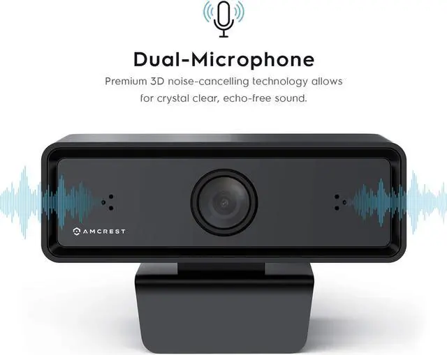 Alt view image 3 of 7 - Amcrest Dual-Mic 1080P Webcam with Two Microphones for Enhanced Audio & 3D Noise Cancellation, Web Cam USB Computer Camera for PC Desktop & Laptop, Auto-White Balance for Superior Low Light, (AWC2198)