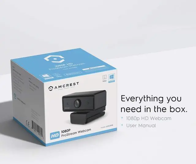 Alt view image 7 of 7 - Amcrest Dual-Mic 1080P Webcam with Two Microphones for Enhanced Audio & 3D Noise Cancellation, Web Cam USB Computer Camera for PC Desktop & Laptop, Auto-White Balance for Superior Low Light, (AWC2198)