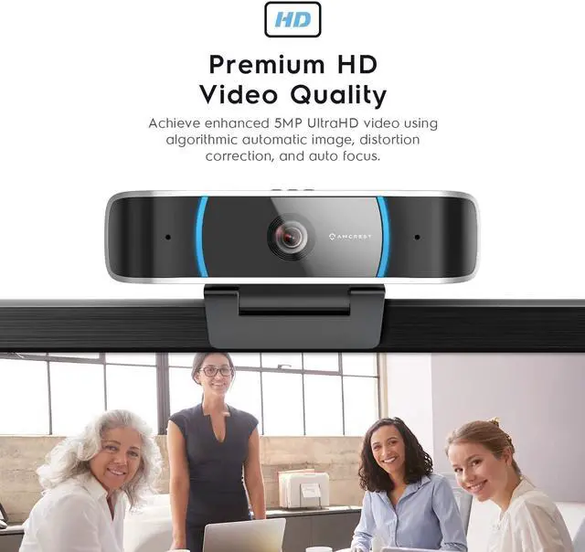 Alt view image 4 of 7 - Amcrest 5-Megapixel Webcam with Microphone, Web Cam USB Camera, Computer HD Streaming Webcam for PC Desktop & Laptop w/Mic, Wide Angle Lens & Large Sensor for Superior Low Light (AWC5100)