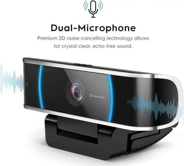 Alt view image 3 of 7 - Amcrest 5-Megapixel Webcam with Microphone, Web Cam USB Camera, Computer HD Streaming Webcam for PC Desktop & Laptop w/Mic, Wide Angle Lens & Large Sensor for Superior Low Light (AWC5100)