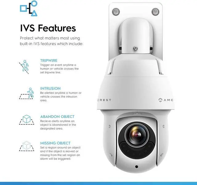 Alt view image 6 of 8 - Amcrest 4MP AI PTZ POE IP Camera Pan Tilt Zoom (Optical 25x Motorized Zoom) Speed Dome, Human/Vehicle Detection, F1.6, 1/2.8" Sensor, 4MP@25fps, 328ft Night Vision, IP4M-1063EW-AI