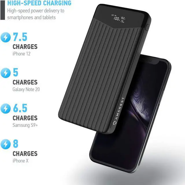 Alt view image 5 of 6 - Amcrest USB C Power Bank, 26800mAh Portable Charger USB C, Power Bank Fast Charging 22W PD 3.0, Type C Battery Bank Powerbank with LED Display for Android & iOS Smartphone Devices, and More