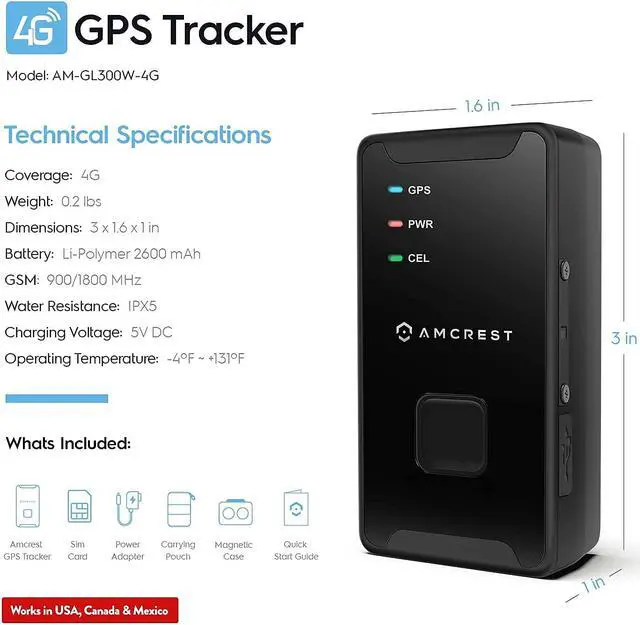 Alt view image 3 of 7 - Amcrest GPS GL300 GPS Tracker for Vehicles (4G LTE) - Portable Mini Hidden Real-Time GPS Tracking Device for Vehicles, Cars, Kids, Pets, Assets, Text/Email/Push Alerts, Twin Magnet Weatherproof Case
