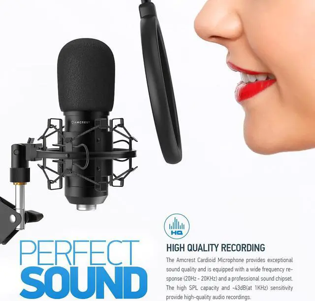 Alt view image 3 of 6 - Amcrest USB Microphone for Voice Recordings, Podcasts, Gaming, Online Conferences, Live Streaming, Cardioid Microphone with Boom Arm, Pop-Filter, Shock Mount, AM430-BPS