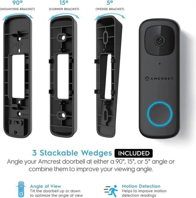 Alt view image 5 of 7 - Amcrest 4MP Video Doorbell Camera Pro, Outdoor Smart Home 2.4GHz and 5GHz Wireless WiFi Doorbell Camera, Micro SD Card, AI Human Detection, IP65 Weatherproof, 2-Way Audio, 164º Wide-Angle Wi-Fi AD410