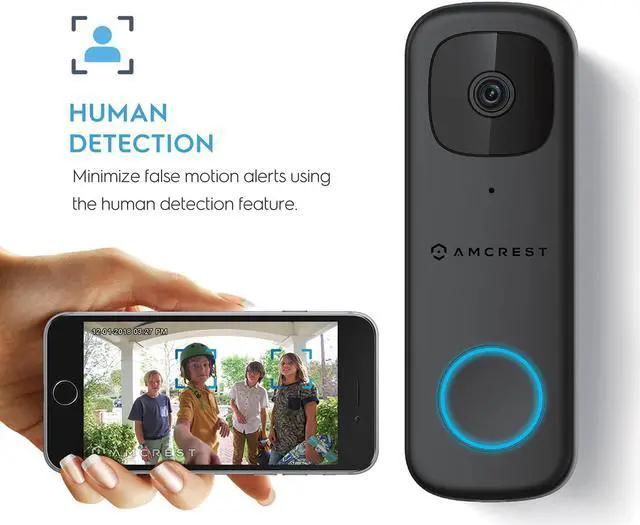 Alt view image 3 of 7 - Amcrest 4MP Video Doorbell Camera Pro, Outdoor Smart Home 2.4GHz and 5GHz Wireless WiFi Doorbell Camera, Micro SD Card, AI Human Detection, IP65 Weatherproof, 2-Way Audio, 164º Wide-Angle Wi-Fi AD410