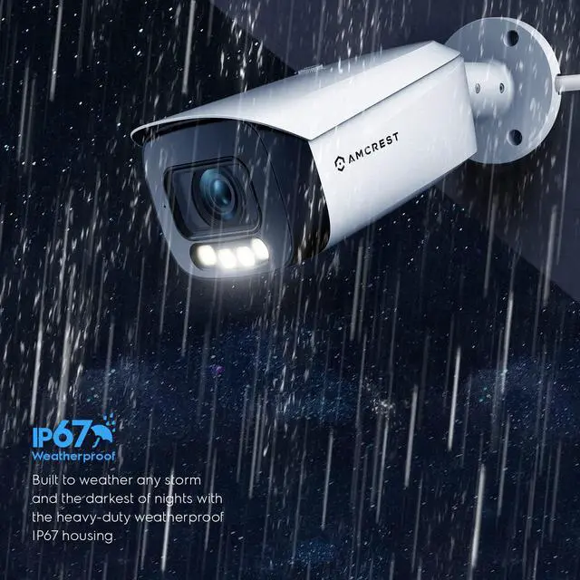 Alt view image 7 of 7 - Amcrest Night Color AI Bullet IP PoE Camera w/ 164ft Full Color Nightvision, Security IP Camera Outdoor, Built-in Microphone, Face Detection, Human & Vehicle Detection, 4K@30fps IP8M-TB2886EW-AI