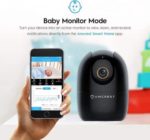 Alt view image 5 of 8 - Amcrest 4MP WiFi Camera Indoor, Dog Camera, Sound & Baby Monitor, Human & Pet Detection, Motion-Tracking, w/ 2-Way Audio, Pan/Tilt Wireless IP Camera, Night Vision, Smart Home ASH41-B