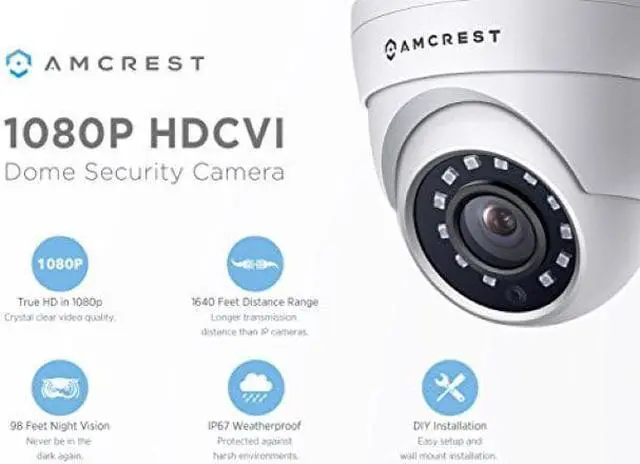 Alt view image 3 of 5 - Amcrest Full HD 1080P 1920TVL Dome Outdoor Security Camera, 2MP 1920x1080, 3.6mm Lens 90° Viewing Angle, White (REP-AMC1080DM36-W) (Refurbished)