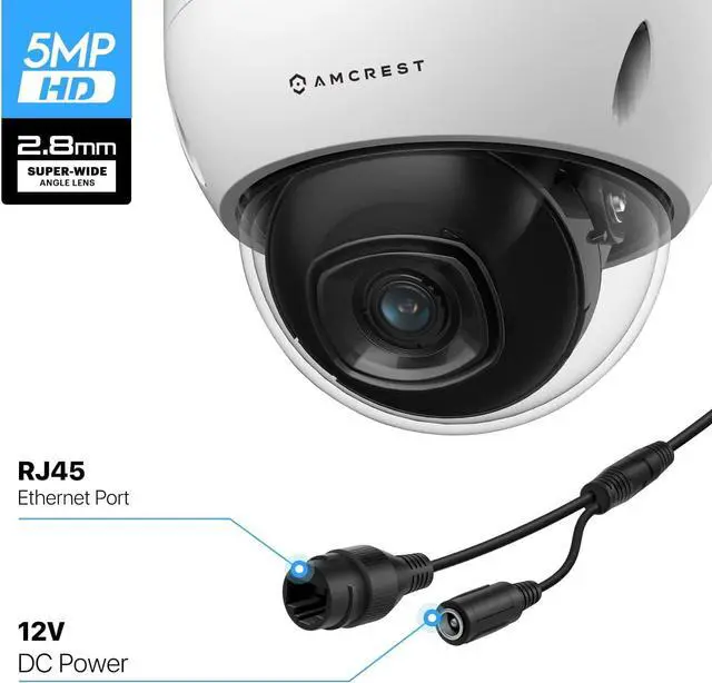 Alt view image 5 of 6 - Amcrest 5MP POE Camera, Outdoor Vandal Dome Security POE IP Camera, 5MP, 98ft NightVision, 2.8mm Lens, IP67, IK10 Resistance, MicroSD 256GB (Sold Separately), (REP-IP5M-D1188EW-28MM) (Refurbished)