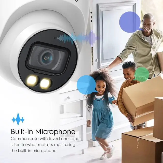 Alt view image 6 of 7 - Amcrest Night Color AI Turret IP PoE Camera w/ 98ft Full Color Nightvision, Security IP Camera Outdoor, Built-in Microphone, Human & Vehicle Detection, 98° FOV, 5MP@20fps IP5M-T1273EW-AI (Refurbished)