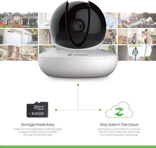 Alt view image 4 of 5 - GAOAG Zencam WiFi Camera, Indoor Pan Tilt Zoom Home Wireless IP Camera, 720P Dome Cloud Security Surveillance System with IR Night Vision, Two-Way, Supports 2.4Ghz, White (M1W) (Refurbished)