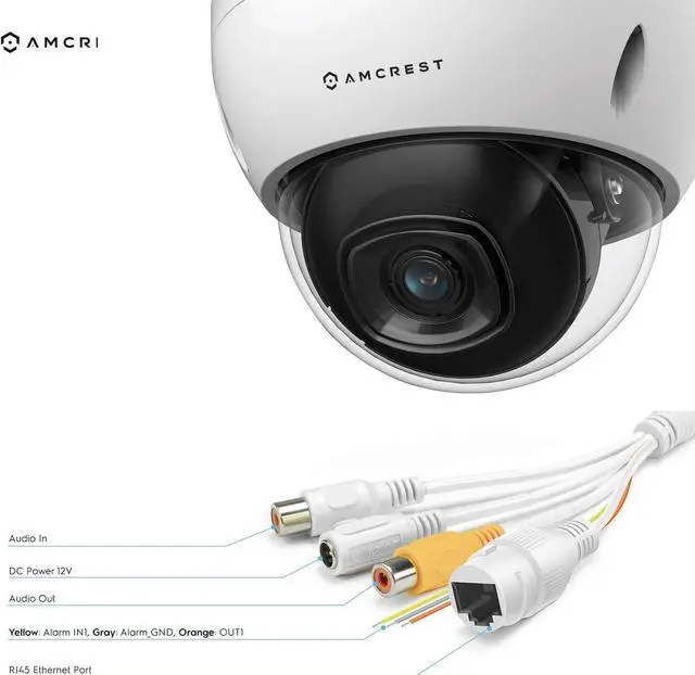 Alt view image 5 of 6 - Amcrest UltraHD 4K (8MP) AI Outdoor Security POE IP Camera, 3840x2160, 4K @30fps, Face Detection, Human & Vehicle Detection, IK10 Vandal Resistant Dome, White (IP8M-2693EW-AI) (Refurbished)