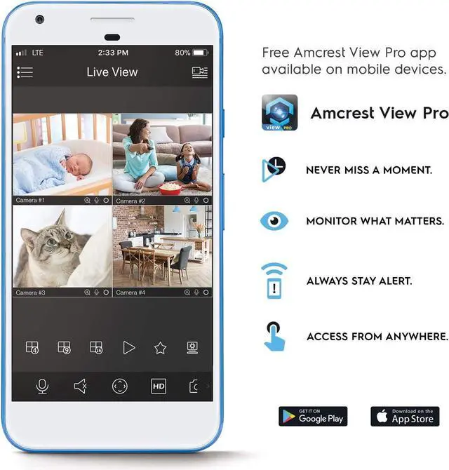 Alt view image 6 of 7 - Amcrest 1080P WiFi Security Camera 2MP Indoor Pan/Tilt Wireless IP Camera, REP-IP2M-841W (White) (Refurbished)