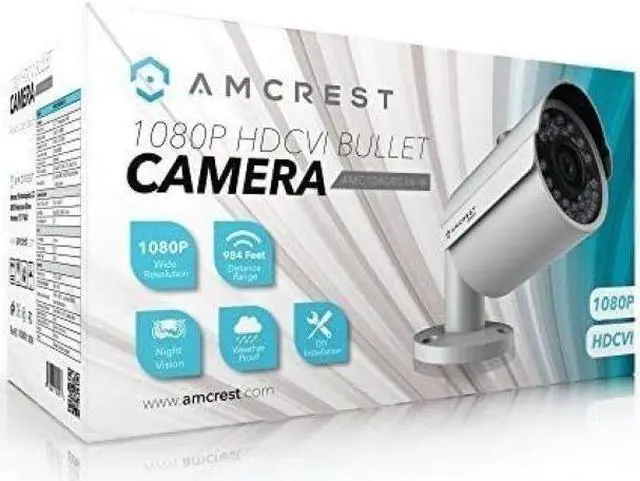 Alt view image 3 of 3 - Amcrest Full HD 1080P 1920TVL Bullet Outdoor Security Camera, 2MP 1920x1080, 98ft Night Vision, Metal Housing, 3.6mm Lens 90° Viewing Angle, White (REP-AMC1080BC36-W) (Refurbished)
