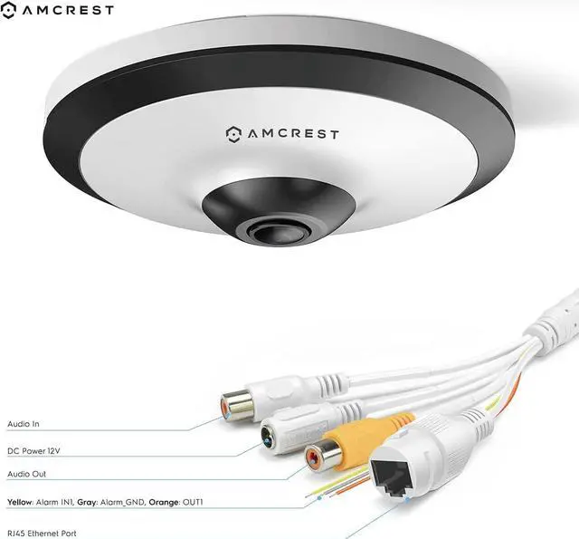 Alt view image 10 of 10 - Amcrest Fisheye IP POE Camera, 360° Panoramic 5-Megapixel POE IP Camera, Fish Eye Security Indoor Camera, 33ft Nightvision, IVS Features and People Counting, MicroSD Recording, IP5M-F1180EW-V2 (White)