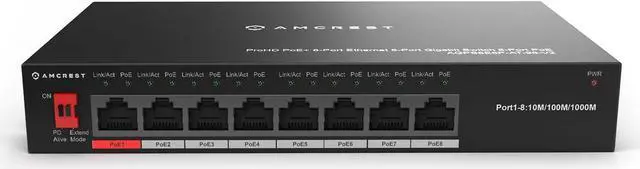 Main image of Amcrest 8-Port POE+ Power Over Ethernet POE Switch with Metal Housing, 8-Ports POE+ 802.3af/at 96w (AGPS8E8P-AT-96-V2)