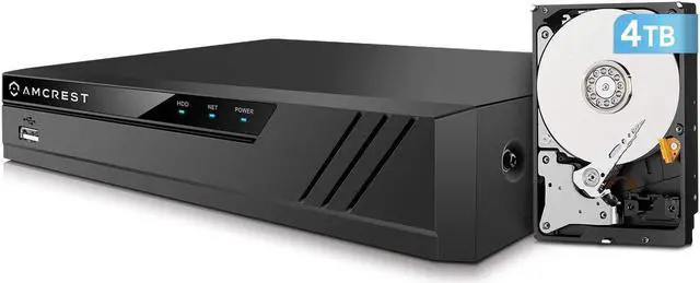 Main image of Amcrest NV4108E-A2 4K 8CH POE NVR (1080p/3MP/4MP/5MP/8MP) POE Network Video Recorder - Supports up to 8 x 8MP/4K IP Cameras, 8-Channel Power Over Ethernet Pre-Installed 4TB Hard Drive (NV4108E-4TB)