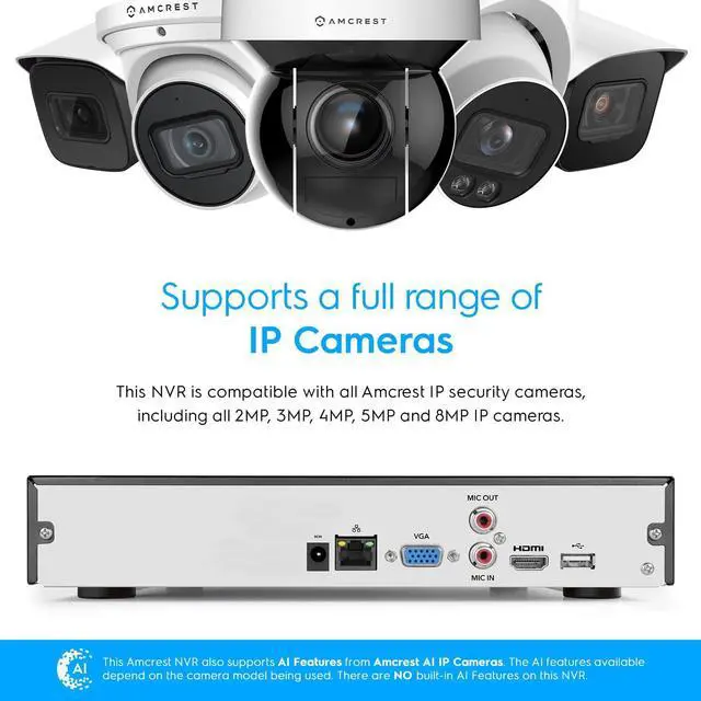 Alt view image 5 of 7 - Amcrest 4K 16CH NVR NV4116-A2 (1080p/3MP/4MP/5MP/8MP) Network Video Recorder - Supports up to 16 x 8MP/4K IP Cameras, 16-Channel Pre-Installed 2TB Hard Drive NV4116-2TB