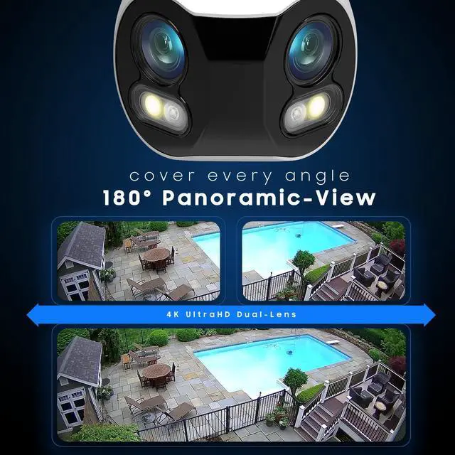 Alt view image 3 of 7 - Amcrest Dual-Lens 4K (8MP) Outdoor Security POE Camera, 2 x 4K Lenses PoE AI Bullet IP Camera, 65ft Night Color, Face Detection, Panoramic 180° FOV, 2 x 4K@15fps IP8M-DLB2998EW-AI (White)