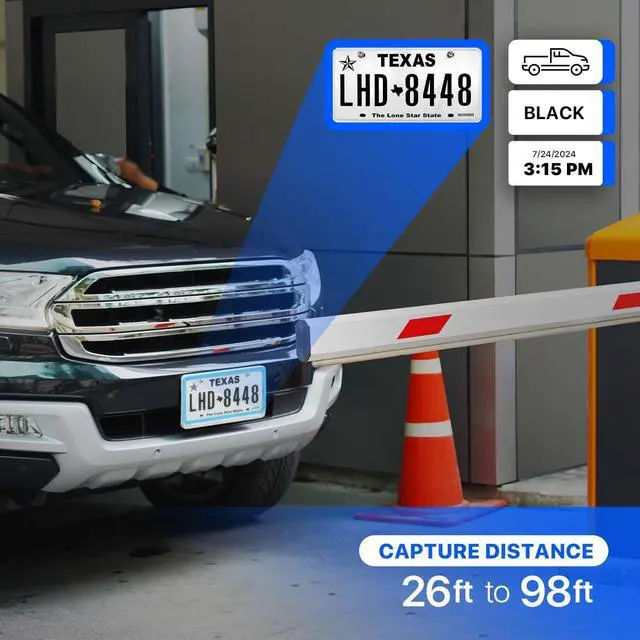 Alt view image 3 of 7 - Amcrest License Plate Recognition (LPR) Camera, 8-32mm Optical Zoom AI IP POE Camera 4MP @ 30fps, 1/1.8" Low-Light Sensor, Active Deterrents, 98ft Nightvision, Bullet IP4M-1072EW-AI