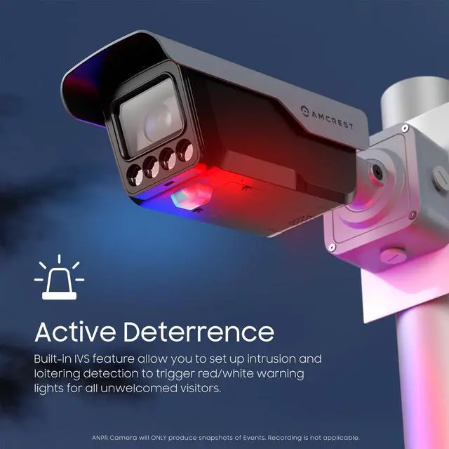 Alt view image 4 of 7 - Amcrest License Plate Recognition (LPR) Camera, 8-32mm Optical Zoom AI IP POE Camera 4MP @ 30fps, 1/1.8" Low-Light Sensor, Active Deterrents, 98ft Nightvision, Bullet IP4M-1072EW-AI
