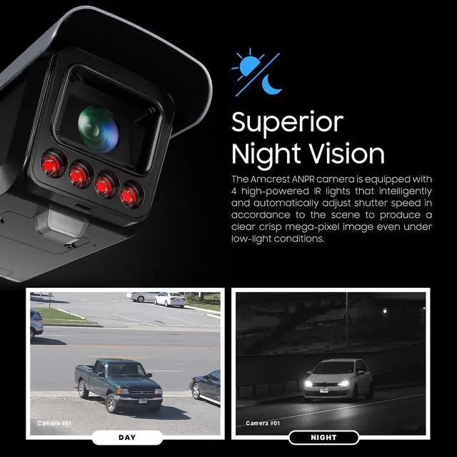 Alt view image 5 of 7 - Amcrest License Plate Recognition (LPR) Camera, 8-32mm Optical Zoom AI IP POE Camera 4MP @ 30fps, 1/1.8" Low-Light Sensor, Active Deterrents, 98ft Nightvision, Bullet IP4M-1072EW-AI
