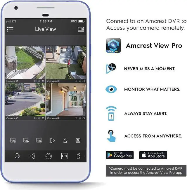 Alt view image 6 of 7 - Amcrest Full HD 1080P 1920TVL Bullet Outdoor Security Camera (Quadbrid 4in1 HD-CVI/TVI/AHD/Analog), 2MP 1920x1080, 129° FOV, Black AMC1081BC28-B-V4