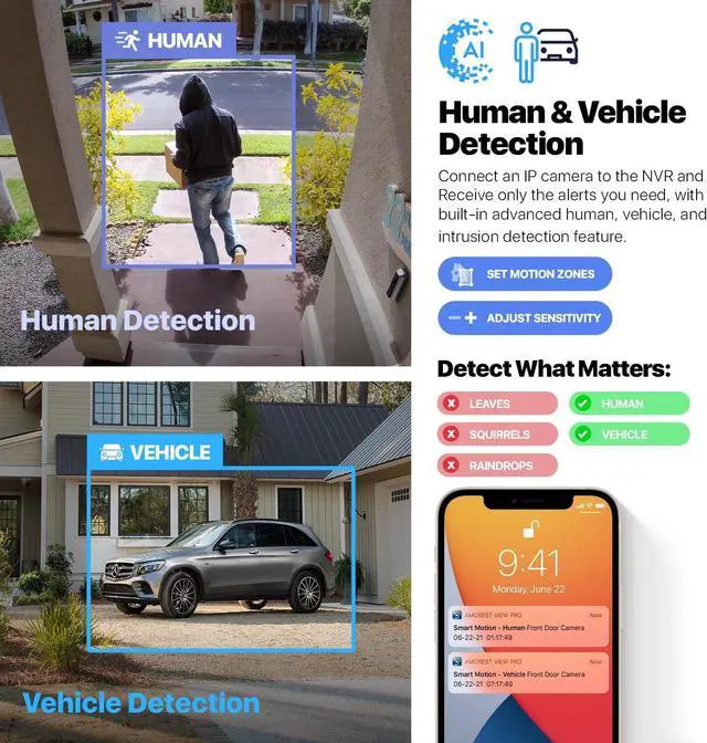 Alt view image 3 of 7 - Amcrest 4K NV4208-EI 8CH AI NVR, Smart NVR, Facial Recognition, Face Detection & Vehicle & Human Intruder Detection - Supports 2 x 16TB Hard Drive's (Not Included) (No PoE Ports Included)