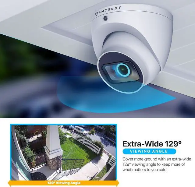 Alt view image 4 of 6 - Amcrest Analog Outdoor Security Camera Dome 2MP 1080P @ 30fps, Quadbrid, 129° FOV, White (Not an IP Camera) (DVR Required, Not Included) AMC1080DM28-W