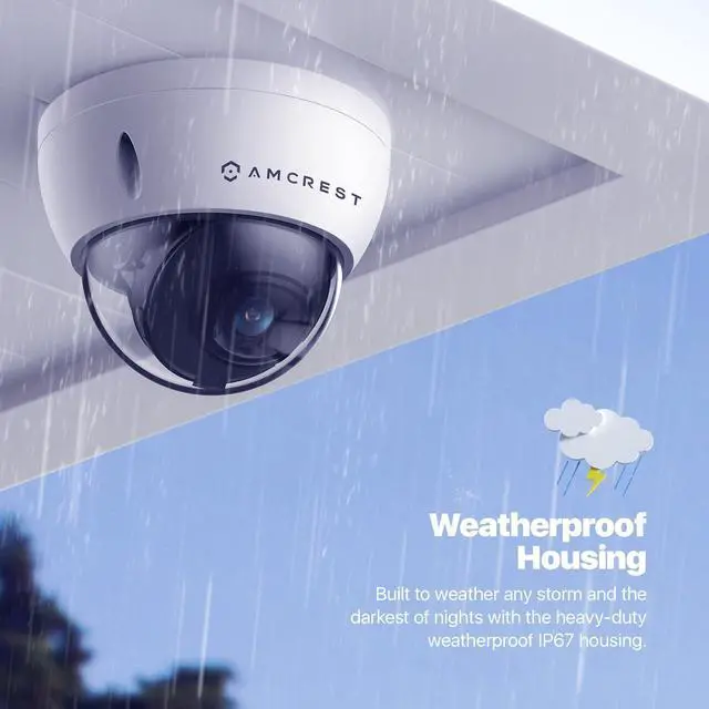 Alt view image 6 of 7 - Amcrest 5MP POE Camera, Outdoor Vandal Dome Security POE IP Camera, 5-Megapixel, 98ft NightVision, 2.8mm Lens, IP67, IK10 Resistance, MicroSD 256GB (Sold Separately), Cloud, NVR (IP5M-D1188EW-AI-V3)