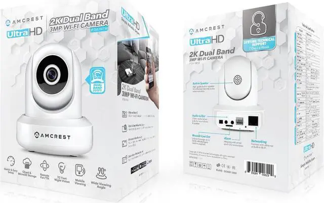 Alt view image 4 of 6 - Amcrest 2K WiFi Security Camera UltraHD 3MP Pan Tilt Wireless IP Camera Dual Band 5ghz/2.4ghz,  Two-Way Audio, 3-Megapixel (3MP/2304TVL), Cloud/MicroSD/NVR Storage, PTZ Digital Zoom IP3M-941W (White)